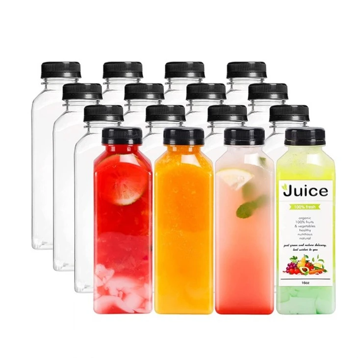 Clear Square Juice Bottles